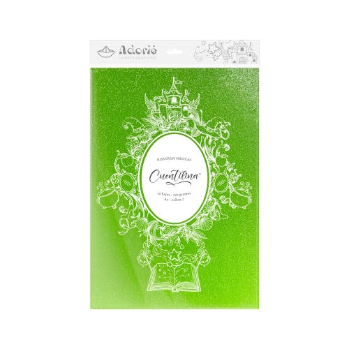 CUENTILINA ADORIÉ VERDE JARDIN RELUCIENTE 290 GR A4 10 HOJAS