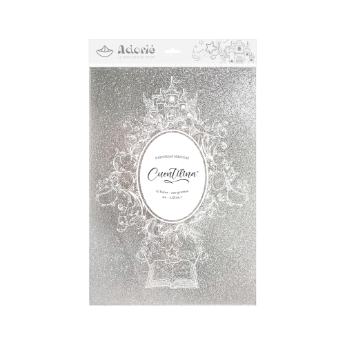 CUENTILINA ADORIÉ PLATEADO ESTRELLA FUGAZ 290 GR A4 10 HOJAS